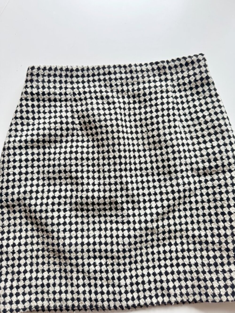 Vintage 90's FEMME DE CARRIERE Black White Check Wool Blend Mini Skirt, Size XS - Picture 7 of 12